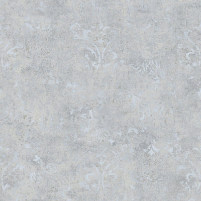 Galerie Urban Textures Metallic Grey Ornamental Mottled Damask Wallpaper Roll