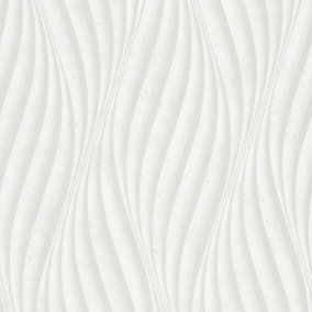 Galerie Urban Textures White Sheen Wave Ribbons Wallpaper Roll