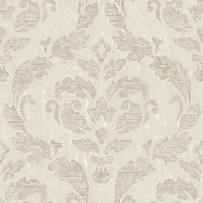 Galerie Utopia Beige Traditional Damask Sheen Finish Wallpaper Roll