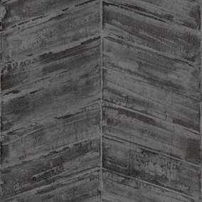 Galerie Utopia Black Chevron Sheen Finish Wallpaper Roll