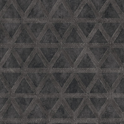 Galerie Utopia Black Geometric Tri Prism Sheen Finish Wallpaper Roll