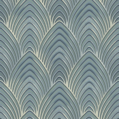 Galerie Utopia Blue/Silver Geometric Arch Array Lustre Finish Wallpaper Roll