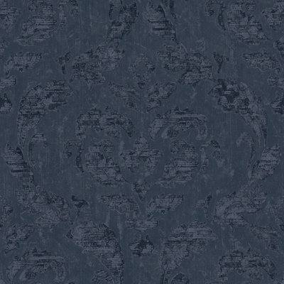 Galerie Utopia Blue Traditional Damask Sheen Finish Wallpaper Roll