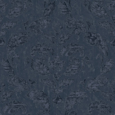 Galerie Utopia Blue Traditional Damask Sheen Finish Wallpaper Roll