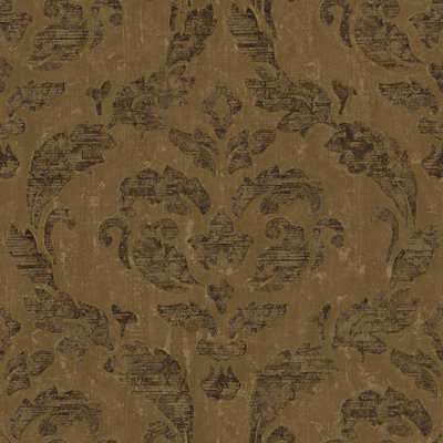 Galerie Utopia Bronze/Brown Traditional Damask Sheen Finish Wallpaper Roll