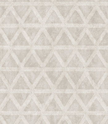Galerie Utopia Cream Geometric Tri Prism Sheen Finish Wallpaper Roll