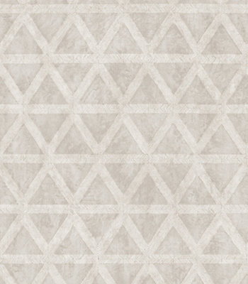 Galerie Utopia Cream Geometric Tri Prism Sheen Finish Wallpaper Roll