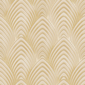 Galerie Utopia Gold/Cream Geometric Arch Array Lustre Finish Wallpaper Roll