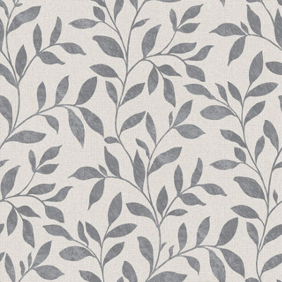 Galerie Utopia Grey Loose Leaf Wallpaper Roll