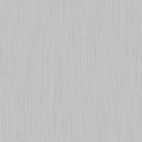 Galerie Utopia Light Grey Vertical Weave Stripe Sheen Finish Wallpaper Roll