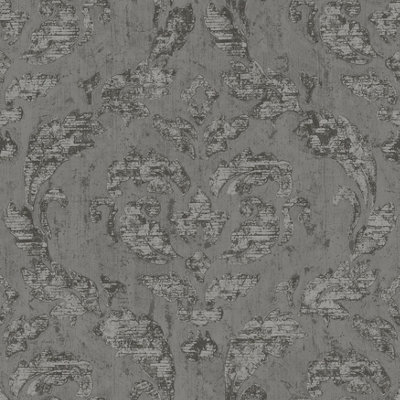 Galerie Utopia Silver/Grey Traditional Damask Sheen Finish Wallpaper Roll