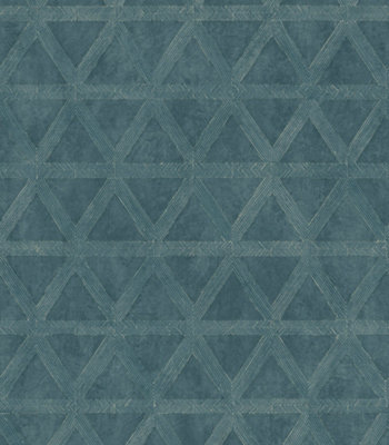 Galerie Utopia Teal Geometric Tri Prism Sheen Finish Wallpaper Roll