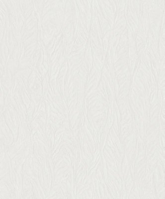 Galerie Utopia White Leaf Emboss Sheen Finish Wallpaper Roll