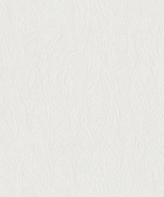 Galerie Utopia White Leaf Emboss Sheen Finish Wallpaper Roll