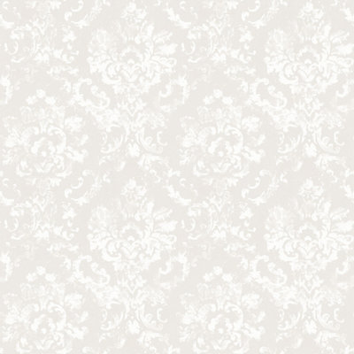 Galerie Vintage Roses Beige Damask Smooth Wallpaper DIY at B&Q