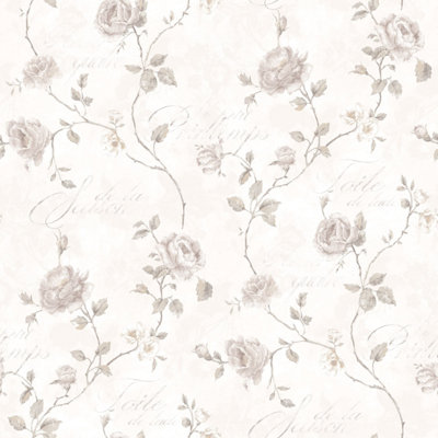 Galerie Vintage Roses Beige Trailing Rose Smooth Wallpaper