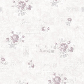 Galerie Vintage Roses Burgundy Pink Cream Postcard Florals Smooth Wallpaper
