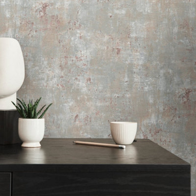 Gallery Detail: Galerie Welcome Home Beige Distressed Metallic Texture Wallpaper