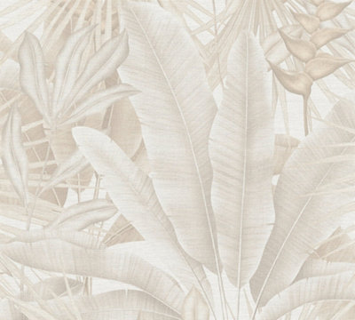 Galerie Welcome Home Beige Tropical Leaves Wallpaper