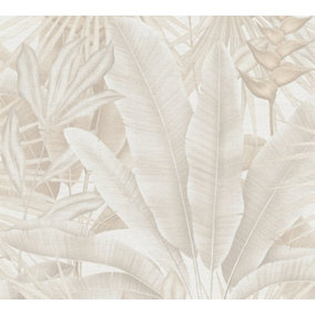 Galerie Welcome Home Beige Tropical Leaves Wallpaper