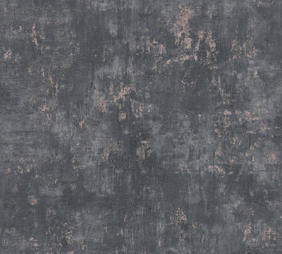 Galerie Welcome Home Black Distressed Metallic Texture Wallpaper