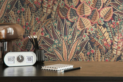 Galerie Welcome Home Bronze Brown Bohemian Floral Wallpaper