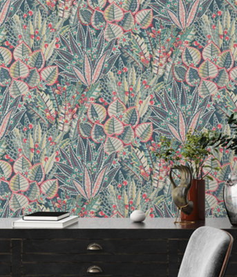 Galerie Welcome Home Green Bohemian Floral Wallpaper