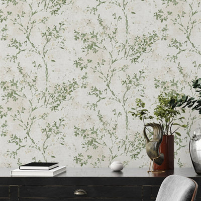 Galerie Welcome Home Green Rustic Blossom Wallpaper