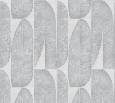 Galerie Welcome Home Silver Grey Geometric Leaf Wallpaper