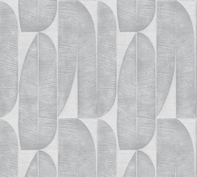 Galerie Welcome Home Silver Grey Geometric Leaf Wallpaper