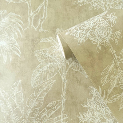 Galerie Zen Bronze Brown Tree Leaf DWP0361-03 Wallpaper