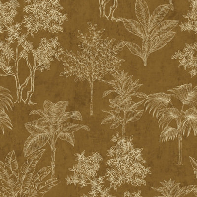 Galerie Zen Gold Tree Leaf DWP0361-04 Wallpaper