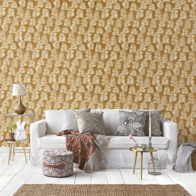 Galerie Zen Gold Tree Leaf DWP0365-04 Wallpaper