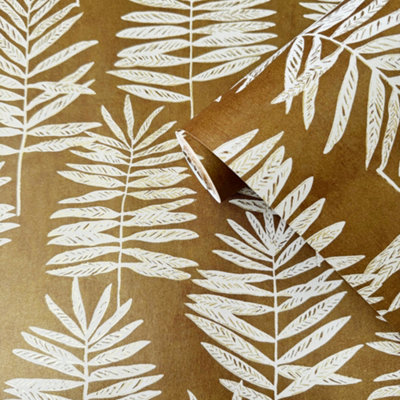 Galerie Zen Gold Tree Leaf DWP0365-04 Wallpaper