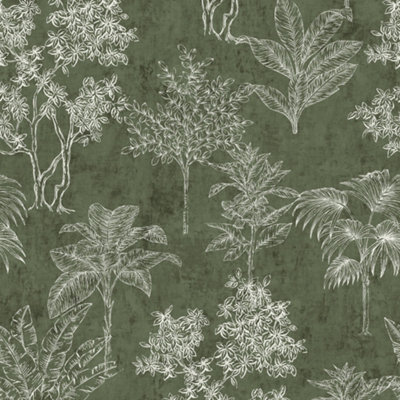 Galerie Zen Green Tree Leaf DWP0361-01 Wallpaper
