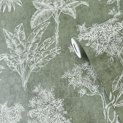 Galerie Zen Green Tree Leaf DWP0361-01 Wallpaper