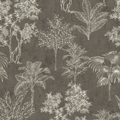 Galerie Zen Silver Grey Tree Leaf DWP0361-05 Wallpaper