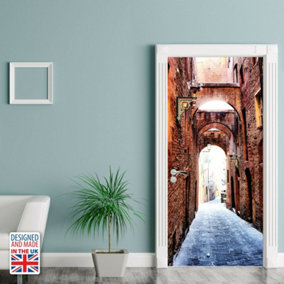 Galiano'S Alleyway Door Mural Sticker Europe Size 90Cm X 200Cm Home Decoration