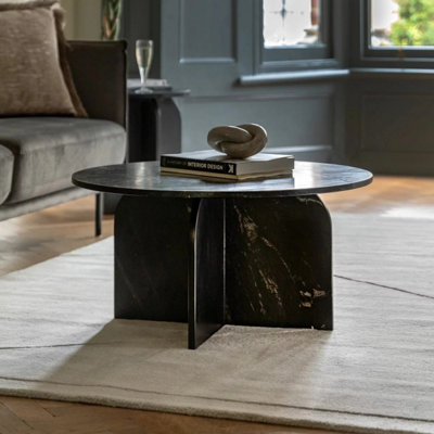 Gallery Amalfi Black Marble Coffee Table Natural Marble, Solid Top