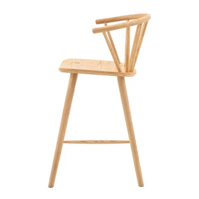 Gallery Craft Oak Bar Stool with Light Brown Finish, Turned Legs & Back ...