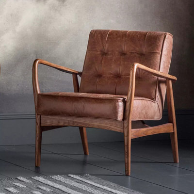 Gallery Humber Vintage Brown Leather Armchair Top Grain Leather Chair ...