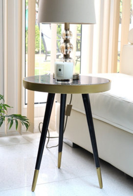 Gallieni Mid Century Modern Side Table, Round Marble End Table,Black