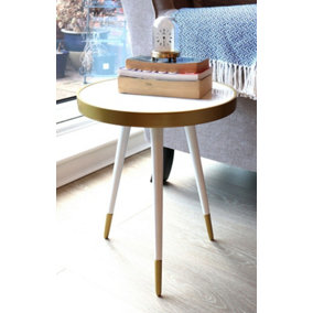 Gallieni Mid Century Modern Style Side Table/Round Marble End Table,White