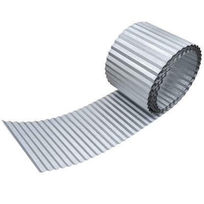 Galvanised Aluzinc Lawn Edging Roll - Wavy - 16.5cm Height - 15m