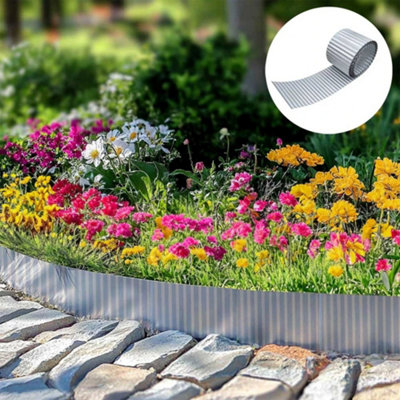 Galvanised Aluzinc Lawn Edging Roll - Wavy - 16.5cm Height - 25m