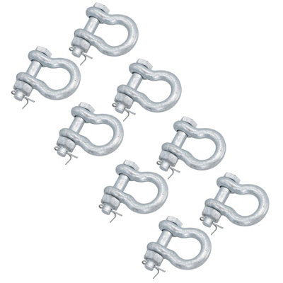 Galvanised Bow Shackle 8 Pack Safety Pin 5/8in (16mm) 3.25T to US Fed Spec
