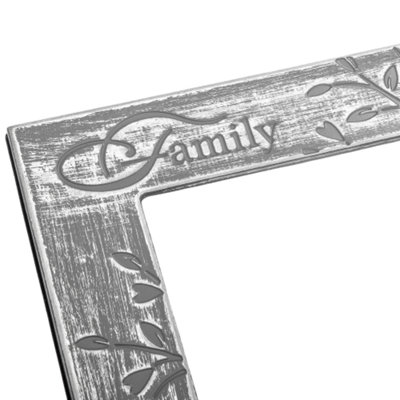 Galvanised Brushed Silver Family Sentiment Picture Frame with Tree ...