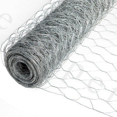 Galvanised Chicken Wire/Mesh Fencing Netting for Rabbit Fence Garden 25mm x 60cm x 25m (22g)