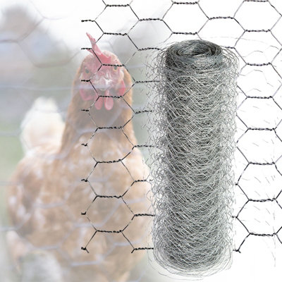 Galvanised Chicken Wire/Mesh Fencing Netting for Rabbit Fence Garden 25mm x 60cm x 25m (22g)