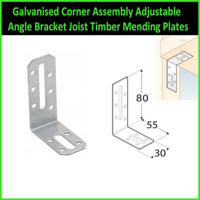 Galvanised Corner Assembly Adjustable Angle Bracket Joist Timber ...